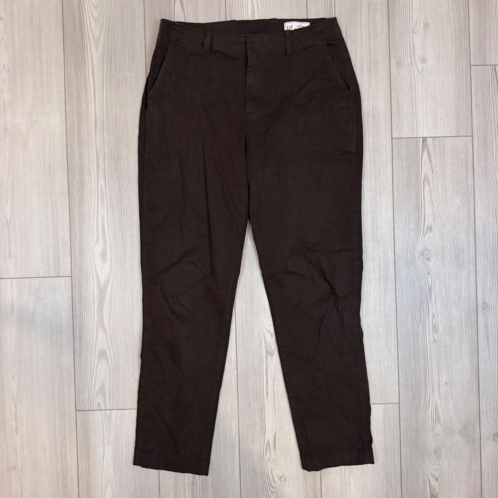Gap Downtown Khaki Pants Womens 12 Tall Terra Brown Garment Dyed Chino S/541213